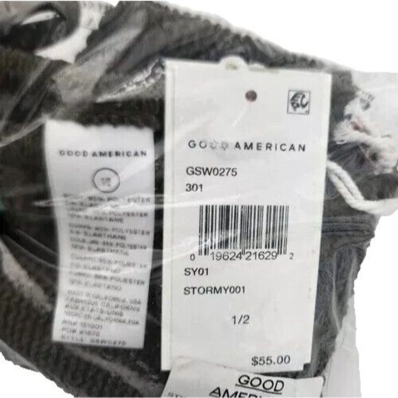 Good American Always Fits Tiny Ties Bikini Bottoms Stormy Green Sz 1/2 S/M - Picture 2 of 5